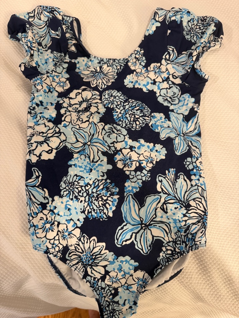 Girls Lily Pulitzer Navy Blue Floral One-Piece Swimsuit